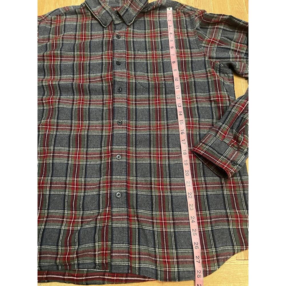LL Bean Mens Flannel Shirt Large Traditional Fit Grey Red Plaid Cotton 228061 - Picture 4 of 8